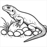 Lizard Guarding Its Eggs vector