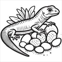 Lizard and Its Egg Collection vector