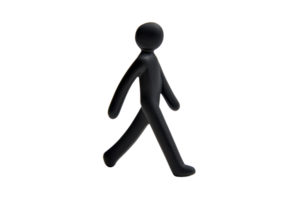 A black stick figure walking. Perfect for animations, presentations, or educational materials. png