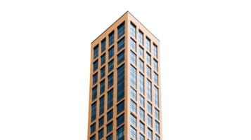 Tall modern building with glass facade isolated on transparent background png