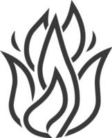 Stylized Flame Design in Black and White vector