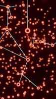 Plexus of chain molecules. Design. Molecules or electrons with chains of bonds flashing in stream. Flow of molecules with changing biological chains video