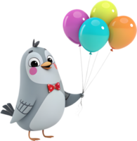 Cute Pigeon with Balloon for Joyful Clipart. . png