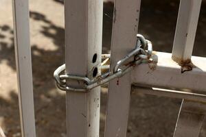 Strong iron steel chain close up. photo