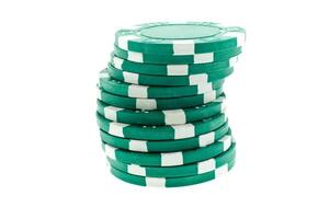 green poker chips heap isolated photo