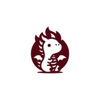 Cute dragon flame logo vector