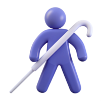 3D Render of a Person with a Cane png