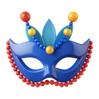 Blue Carnival Mask with Red and Yellow Beads png