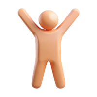 3D Render of a Simple Stick Figure Raising Its Hands png