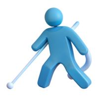 Blue Stick Figure Walking with a Cane png