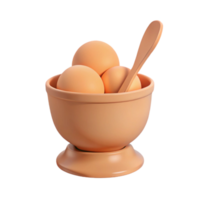 3d hacer de huevos en un cuenco con un cuchara png