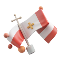 3D Render of Red and White Flag with Cross png