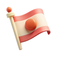 3D Rendered Flag with Red and White Stripes and a Circle png