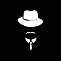 Male white profile with tie hat and mustache template vector