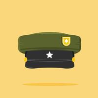 military commander beret icon round shape, flat style green hat, suitable for posters and web icons vector