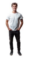 A man in a white t - shirt and jeans png