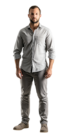 A man in a shirt and pants standing png