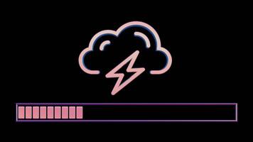 Neon Cloud Computing Icon with Loading Bar on Black Background video