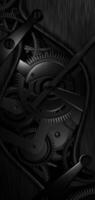 Dark mechanical clock face with spinning gear and second hand creating a dynamic 3D motion effect in seamless loop animation video