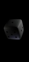 Spinning dice over a black background creating a dynamic 3D motion effect in seamless loop animation video