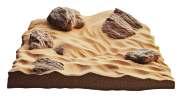 Desert landscape with sandy terrain and rocks png