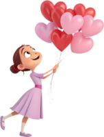 Cartoon Kawaii Girl Valentines Balloon Bouquet for Lovely Decorations. . png