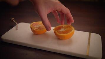 Freshly Cut Citrus Fruits Arranged Beautifully on an Elegant Serving Board Display video