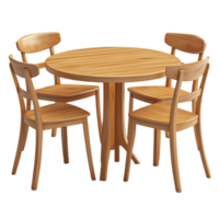 Wooden Table and Chairs on Transparent Background png