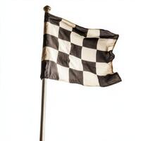 Checkered flag isolated on white photo