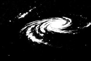 A black and white image of a spiral galaxy vector