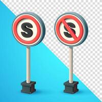 No Stopping red road sign, traffic sign symbol. 3d, Suitable for design elements vector