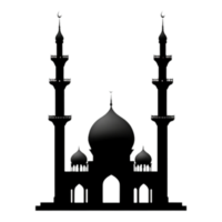 Elegant silhouette of a mosque with domes and minarets design png