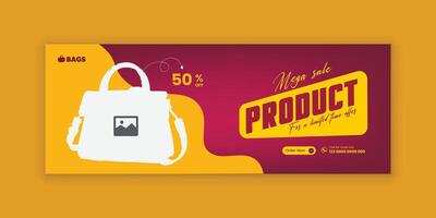 Product sale social media cover design or women's bag sale online post banner template vector