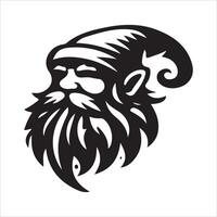 A black and white illustration of a santa claus head vector