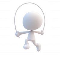 A playful character skipping rope, showcasing fun and fitness in a lively manner. png