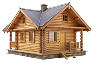 A small wooden house with a porch and a roof png