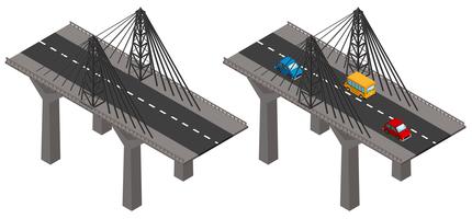 Brug met auto&#39;s en zonder vector