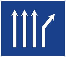 rechthoekig verkeer signaal in blauw en wit, geïsoleerd Aan wit achtergrond. vork naar de Rechtsaf Aan een vierbaans weg vector