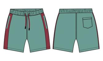 shorts pant teknisk mode platt skiss vektor illustration mall för pojkar