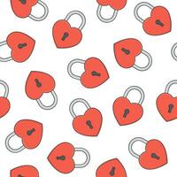 l'amour cœur cadenas sans couture modèle sur une blanc Contexte. cadenas icône vecteur illustration