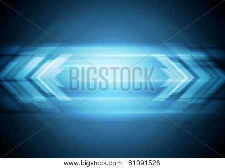 Abstract blue technology background with arrows. Vector design