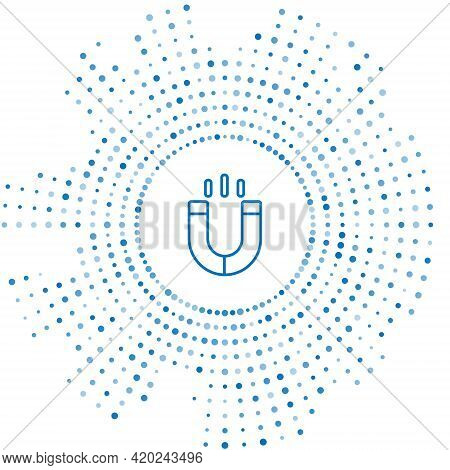 Blue Line Magnet Icon Isolated On White Background. Horseshoe Magnet, Magnetism, Magnetize, Attracti