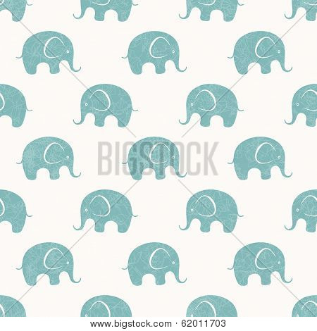 Seamless vector print with cute little elephants