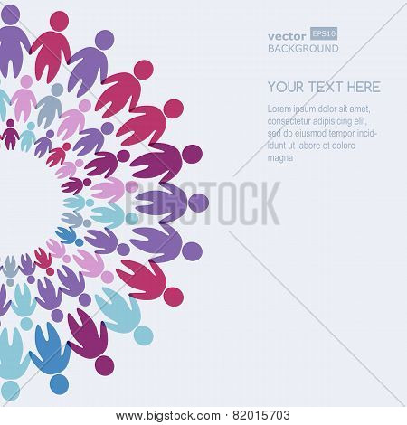 Business Background Template With Colorful People. Vector Illustration. Concept For Social Network,