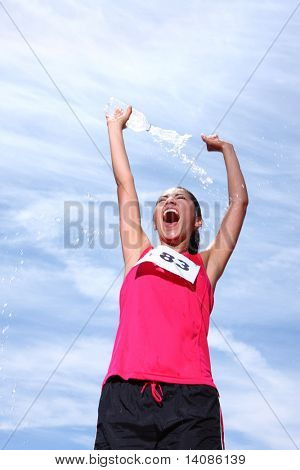 Female athlete celebrating