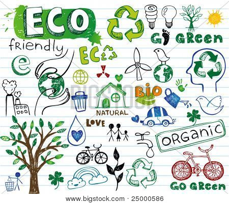 ECO vector set - doodles and inscriptions