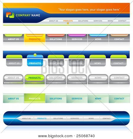 Clean vector, easy to edit web navigation templates 3