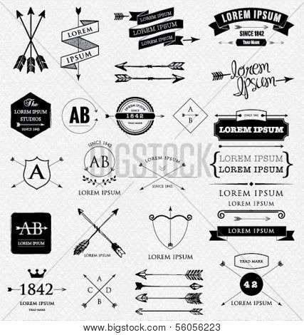 Vintage design elements. Retro style. arrows, labels, ribbons.