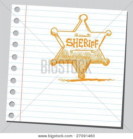 Sketch style illustration of a sheriff's badge