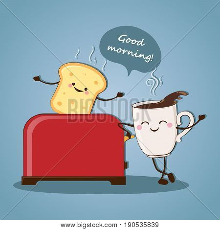 Morning breakfast. Good morning! Morning coffee. Vector illustration.